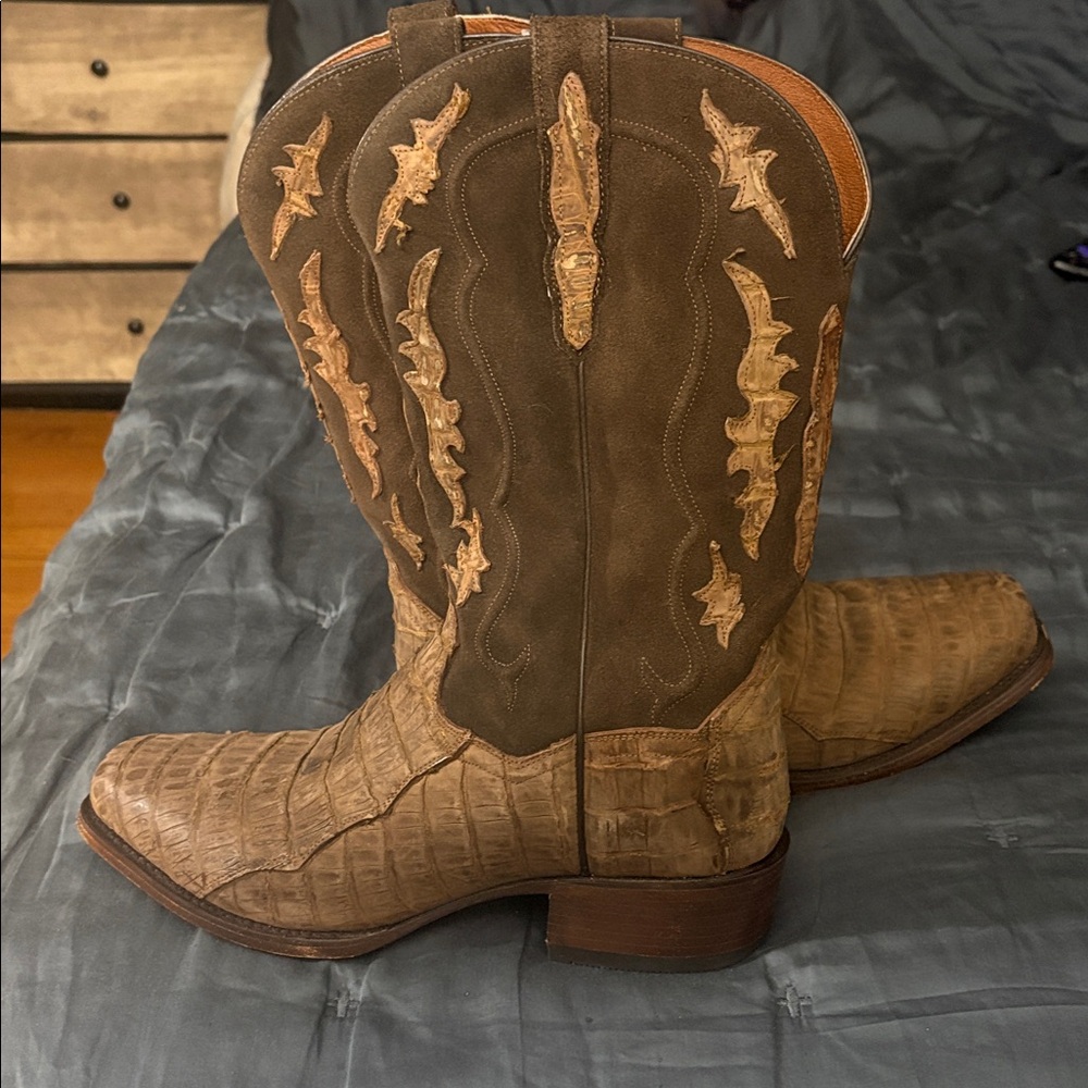 Brown Dan Post Caiman Alligator Boots